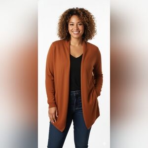 41 Hawthorn Women's Cashmere Open Front Cardigan Sweater - Rust NWT